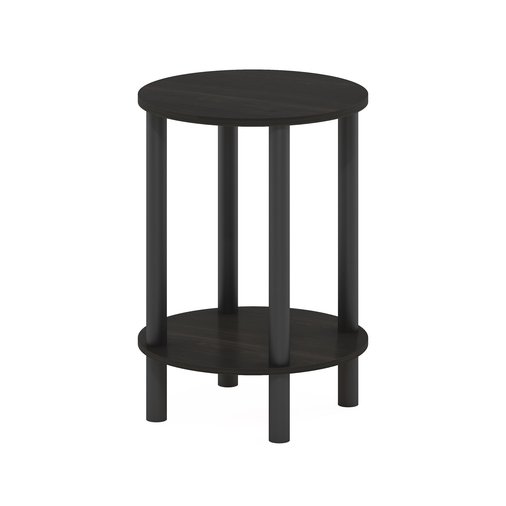 Furinno Turn-N-Tube 2-Tier Round Wooden End Table, Side Table, Espresso ...