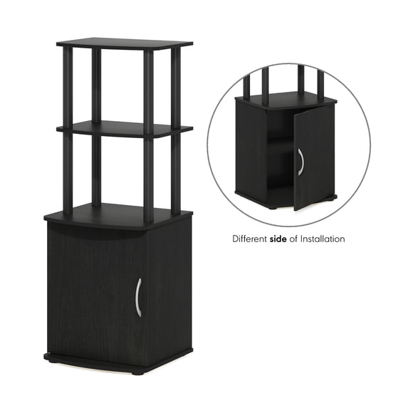 Furinno Turn-N-Tube 2-Tier Tall TV Entertainment Side Table Display Rack with Storage Cabinet, Blackwood/Black