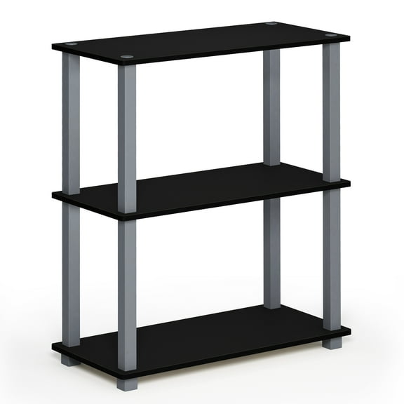 Furinno Turn-N-Tube 23.6 W x 11.4 D x 29.5 H 3-Shelf Decorative Shelves, Black and Gray
