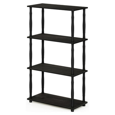 Furinno Turn-N-Tube 23.6 W x 11.6 D x 43.25 H 4-Shelf Decorative Shelves, Brown and Black