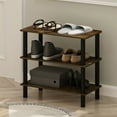 thumbnail image 1 of Furinno Turn-N-Tube 23-Inch 3-Tier Freestanding Shoe Rack Storage Organizer, Amber Pine/Black, 1 of 6