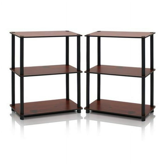 Furinno 2-10024DC Turn-N-Tube 3-Tier Compact Multipurpose Shelf Display Rack, Dark Cherry, Set of 2
