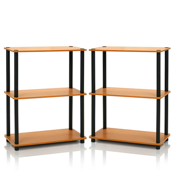 Furinno Turn-N-Tube 3-Tier Compact Multipurpose Shelf Display Rack, Light Cherry, Set of 2