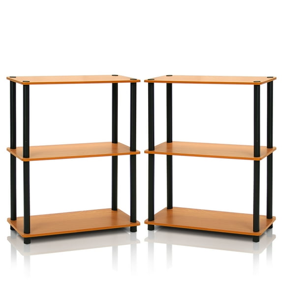 Furinno Turn-N-Tube 3-Tier Compact Multipurpose Shelf Display Rack, Light Cherry, Set of 2