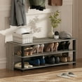 thumbnail image 1 of Furinno Turn-N-Tube 3-Tier Compact Open Storage Shoe Rack for Closet Entryway, French Oak/Black, 1 of 6