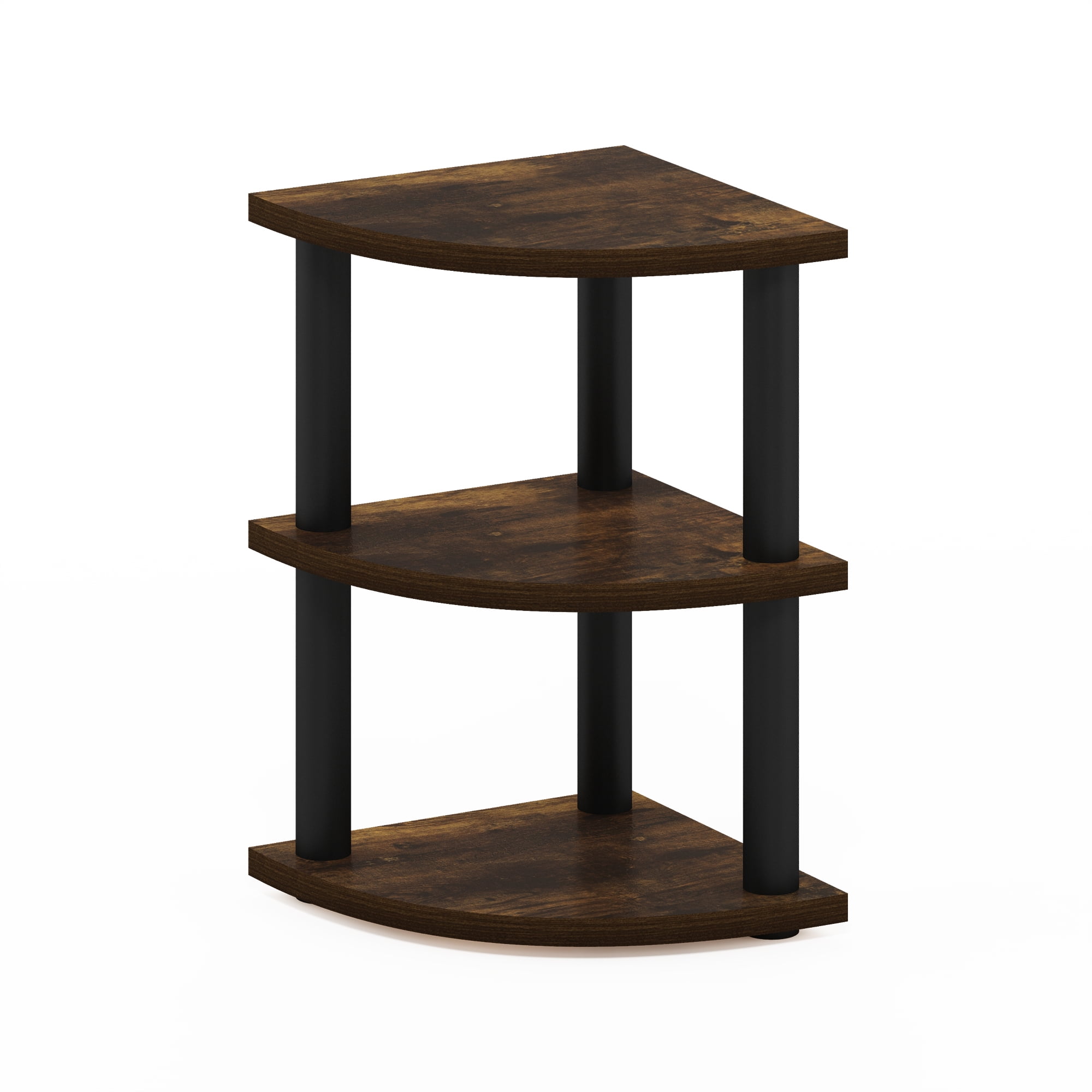Furinno TURN-N-TUBE 3-Tier Corner Countertop Organizer Shelf in Amber Pine/Black