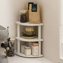 Furinno Turn-N-Tube 3-Tier Corner Countertop Organizer Shelf, White/White