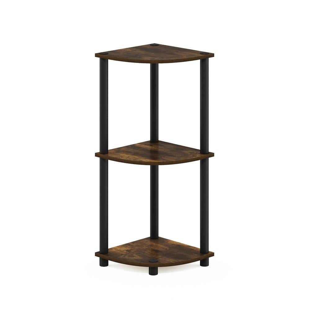 Amber Pine and Black 3-Tier Corner Shelf