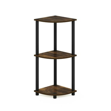 Furinno Turn-N-Tube 3-Tier Corner Display Rack Multipurpose Shelving Unit, Amber Pine/Black