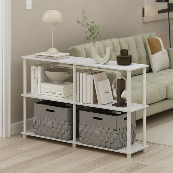 Furinno Turn-N-Tube 3-Tier Double Size Storage Display Rack, White/White