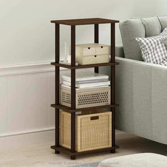 Furinno Turn-N-Tube 3-Tier End Table, Side Table, Walnut/Brown