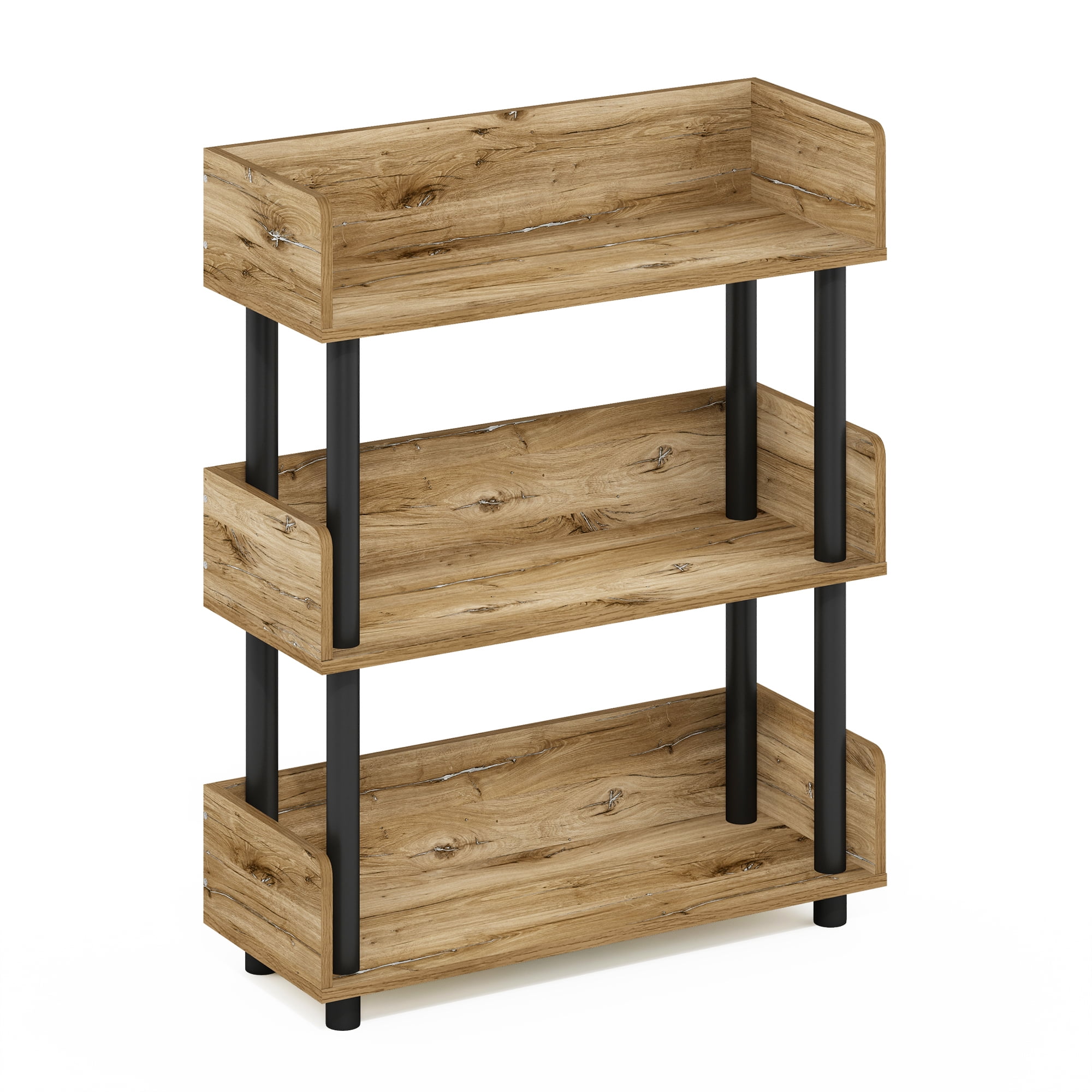 Flagstaff Oak and Black 3-Tier Freestanding Display Rack