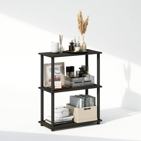 Furinno Turn-N-Tube 3-Tier Multipurpose Compact Display Rack, Shelving Unit, Bookcase, Espresso/Black