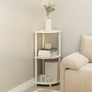 Furinno Turn-N-Tube 3-Tier Multipurpose Corner Shelf, Display Shelf, White/White