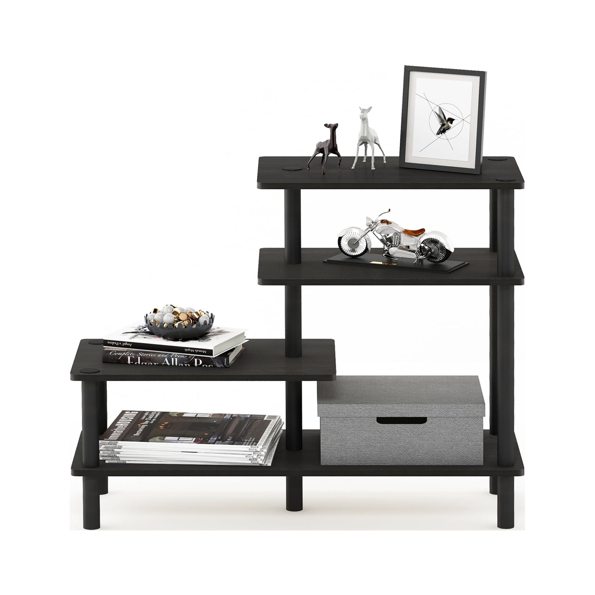Furinno Turn-N-Tube 3-Tier Side Display Rack, Espresso/Black - Walmart.com