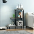 thumbnail image 1 of Furinno Turn-N-Tube 3-Tier Sofa Side Table Tall, French Oak/Black, 1 of 5