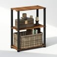 thumbnail image 1 of Furinno Turn-N-Tube 3-Tier Wood Slat Multipurpose Shelf Display Rack with Square Poles, Natural/Black, 1 of 6