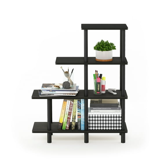 Furinno Turn-N-Tube 31.50"W X 11.61"D X 39.45"H 4-Shelf Freestanding Shelves, Black
