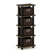 Furinno Turn-N-Tube 4-Bins System Rack, Columbia Walnut/Black/Dark Brown
