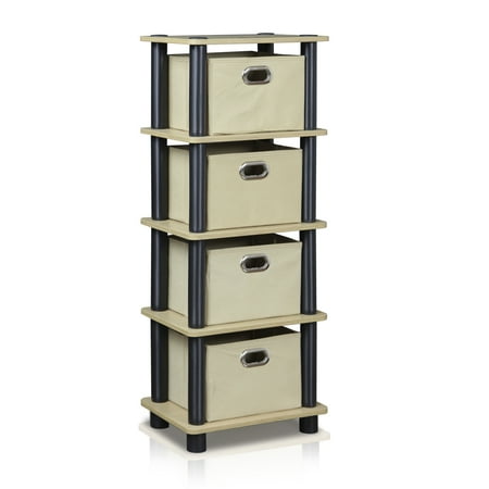 Furinno Turn-N-Tube 4-Bins System Rack, Oak