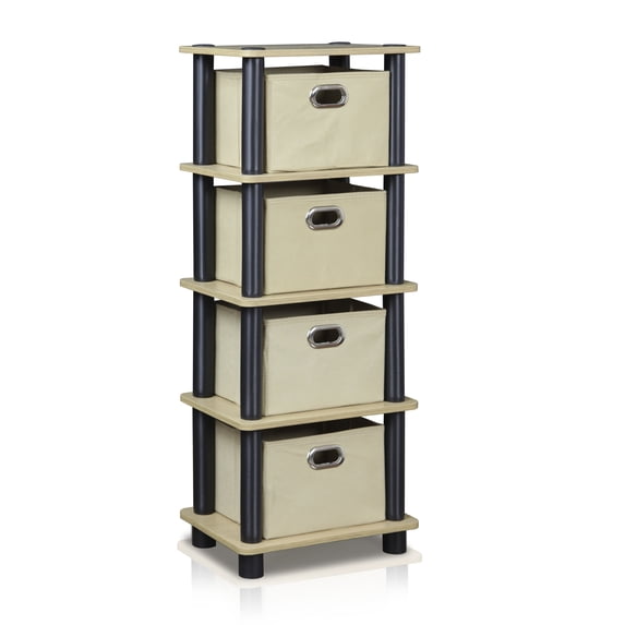 Furinno Turn-N-Tube 4-Bins System Rack, Oak