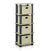 Furinno Turn-N-Tube 4-Bins System Rack, Oak