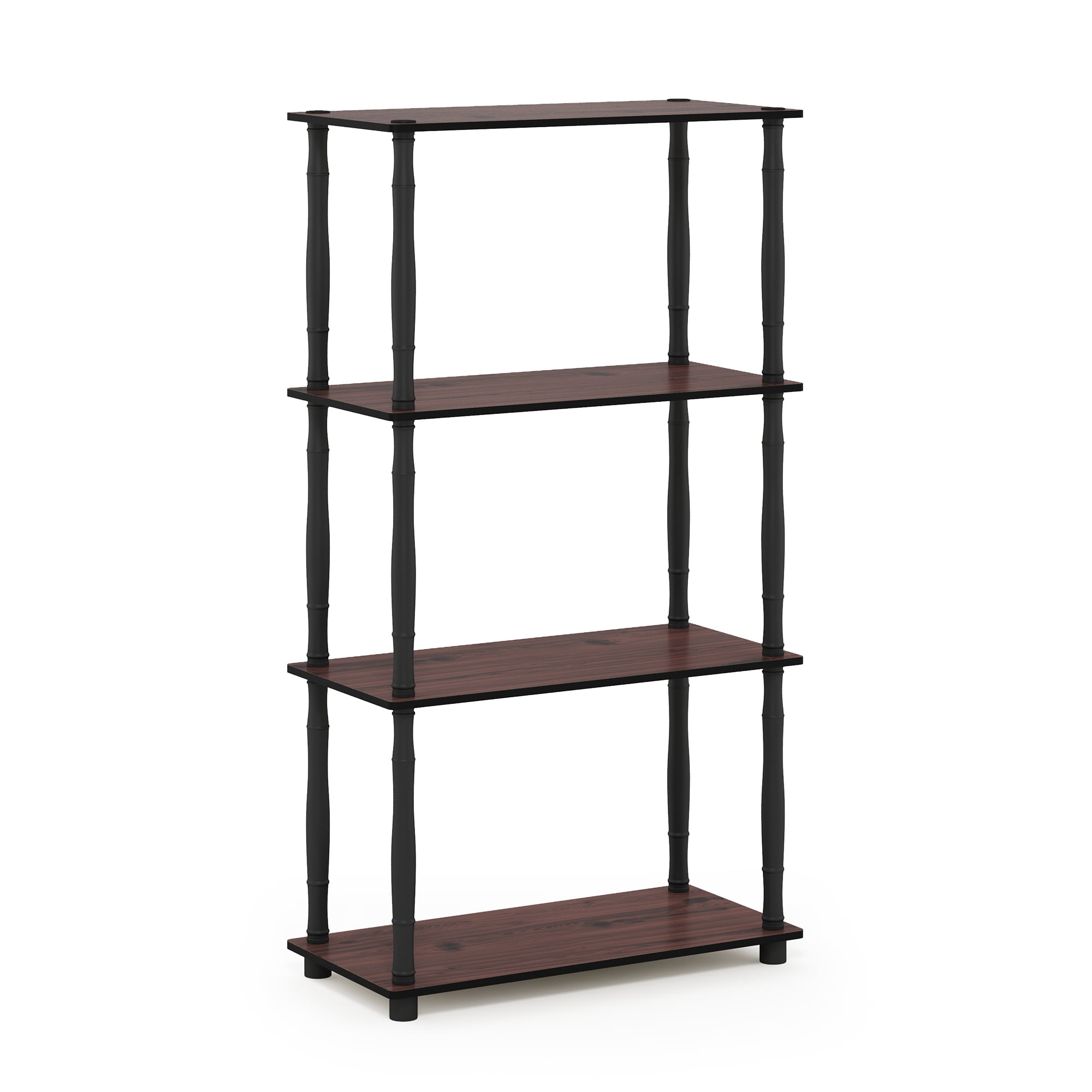 Furinno Turn-N-Tube 4-Tier Classic Tubes Display Shelf, Dark Cherry and Black