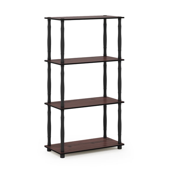 Furinno Turn-N-Tube 4-Tier Classic Tubes Display Shelf, Dark Cherry and Black