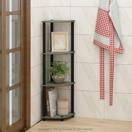 Furinno Turn-N-Tube 4-Tier Corner Display Rack Multipurpose Shelving Unit, French Oak Grey/Black price history and forecast - Furinno 12078GYW/BK