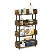Furinno Turn-N-Tube 4-Tier Freestanding Multipurposes Display Rack, Amber Pine/Black