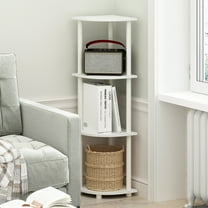 Furinno Turn-N-Tube 4-Tier Multipurpose Corner Shelf, Display Shelf, White/White