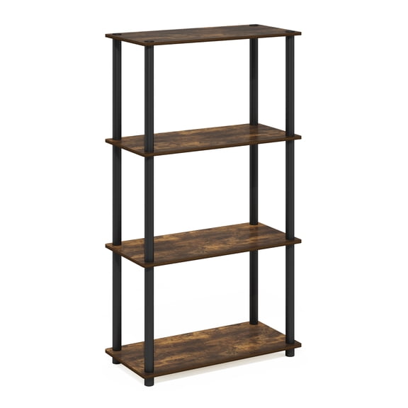Furinno TURN-N-TUBE 4-Tier Multipurpose Shelf Display Rack in Amber Pine/Black