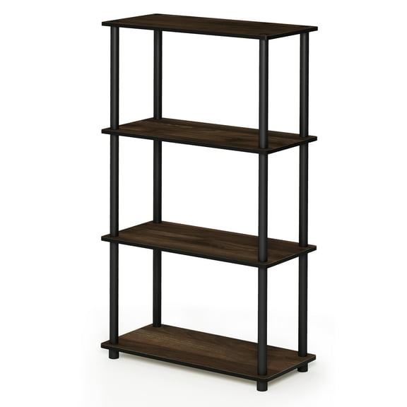 Furinno Turn-N-Tube 4-Tier Multipurpose Shelf Display Rack, Columbia Walnut and Black
