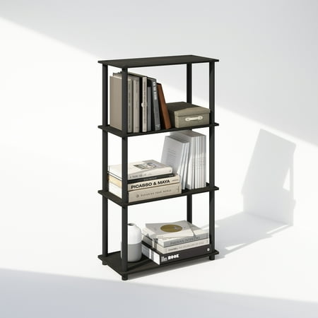 Furinno Turn-N-Tube 4-Tier Multipurpose Shelf Display Rack, Shelving Unit, Bookcase, Espresso/Black