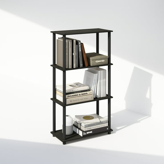 Furinno Turn-N-Tube 4-Tier Multipurpose Shelf Display Rack, Shelving Unit, Bookcase, Espresso/Black