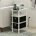 thumbnail image 1 of Furinno Turn-N-Tube 4-Tier Side Table, End Table, Nightstand with Bin Drawers, USB and Type-C Charging Port, White/White/Black, 1 of 6