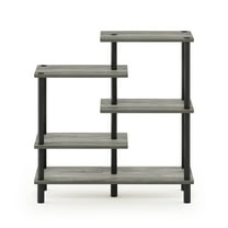 Furinno Turn-N-Tube 5-Tier Accent Display Rack, French Oak Grey/Black