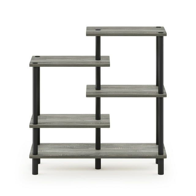 Furinno Turn-N-Tube 5-Tier Accent Display Rack, French Oak Grey/Black ...
