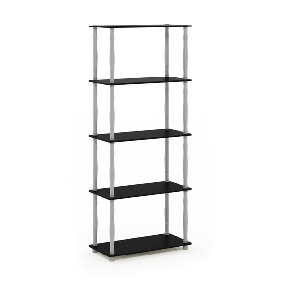 Furinno Turn-N-Tube 5-Tier Classic Tubes Display Shelf, Black and Gray