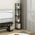 thumbnail image 1 of Furinno Turn-N-Tube 5 Tier Corner Display Rack Multipurpose Shelving Unit, Amber Pine/Black, 1 of 6