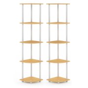 Furinno 2-99811BE Turn-N-Tube 5-Tier Corner Multipurpose Display Shelves, Set of 2