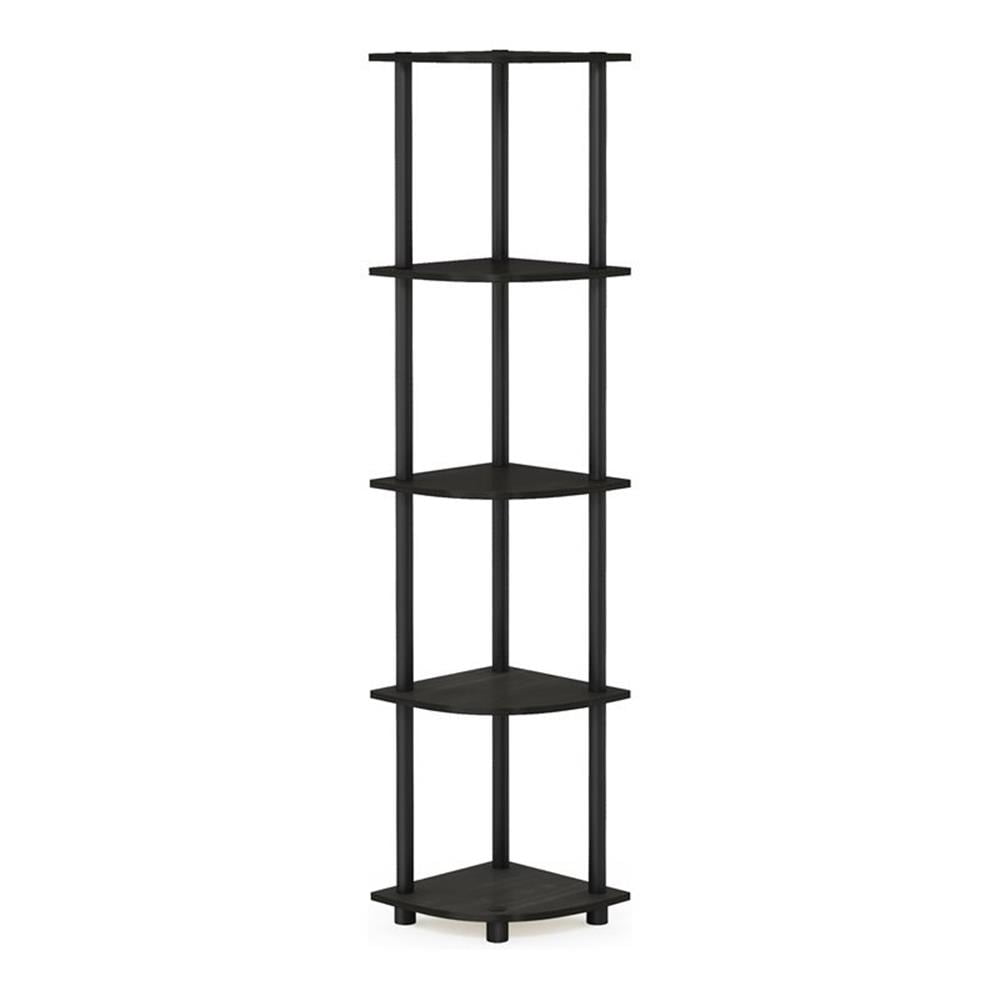 Furinno Turn-N-Tube 5 Tier Corner Display Rack Multipurpose Shelving Unit, Espresso & Black - 57.7 x 11.6 x 11.6 in.