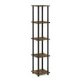 thumbnail image 1 of Furinno Turn-N-Tube 5-Tier Corner Square Rack Display Shelf, Amber Pine/Black, 1 of 5