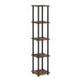 thumbnail image 1 of Furinno TURN-N-TUBE 5-Tier Corner Square Rack Display Shelf in Amber Pine/Black, 1 of 5