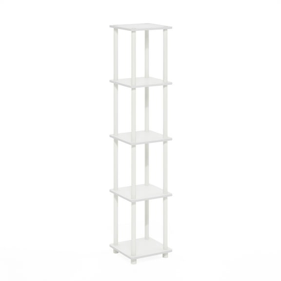 Furinno Turn-N-Tube 5-Tier Corner Square Rack Display Shelf in White/White