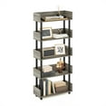 thumbnail image 1 of Furinno Turn-N-Tube 5-Tier Freestanding Multipurposes Display Rack, French Oak/Black, 1 of 6