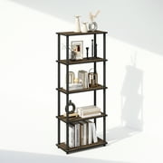 Furinno Turn-N-Tube 5-Tier Multipurpose Compact Display Rack, Shelving Unit, Bookcase, Columbia Walnut/Black