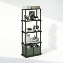 Furinno Turn-N-Tube 5-Tier Multipurpose Compact Display Rack, Shelving Unit, Bookcase, Espresso/Black