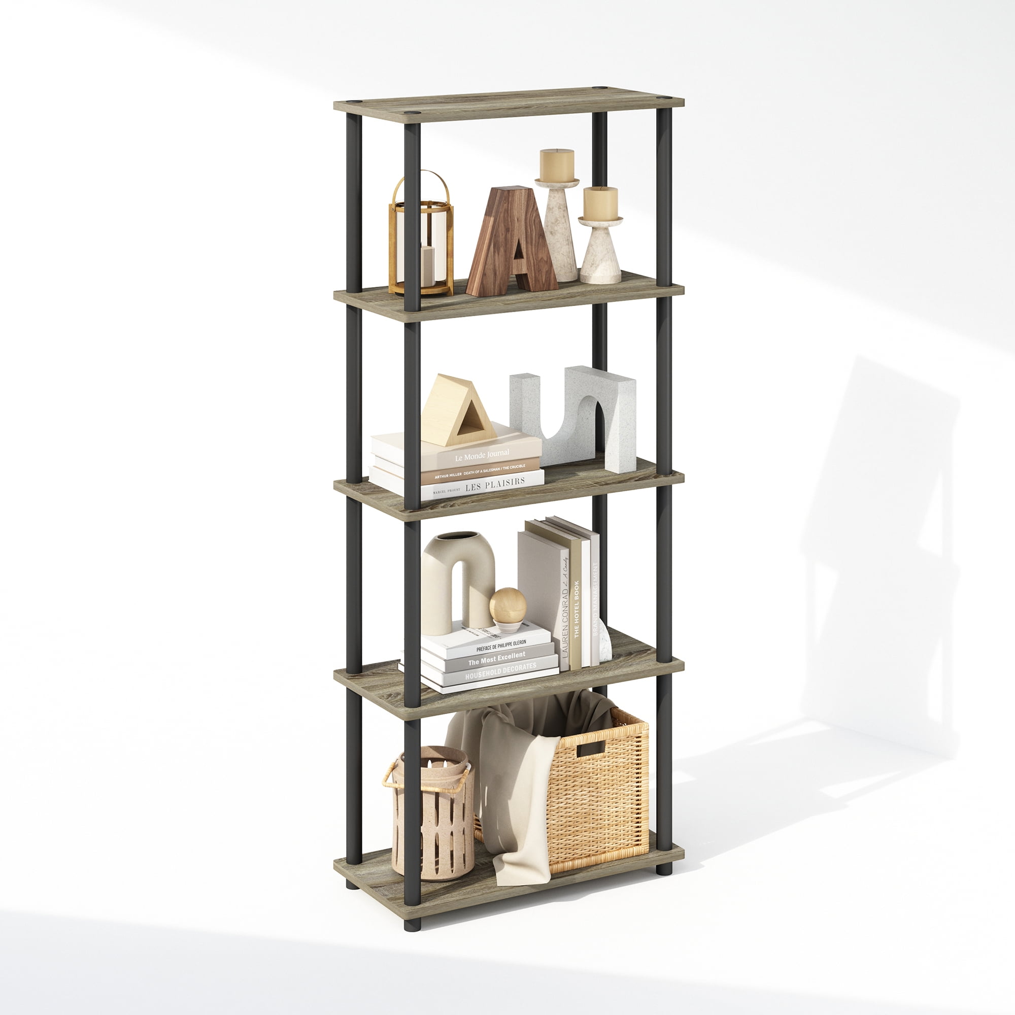 Furinno Turn-N-Tube 5-Tier Multipurpose Compact Display Rack, Shelving ...