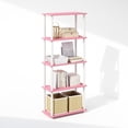 thumbnail image 1 of Furinno Turn-N-Tube 5-Tier Multipurpose Compact Display Rack, Shelving Unit, Bookcase, Pink/White, 1 of 6